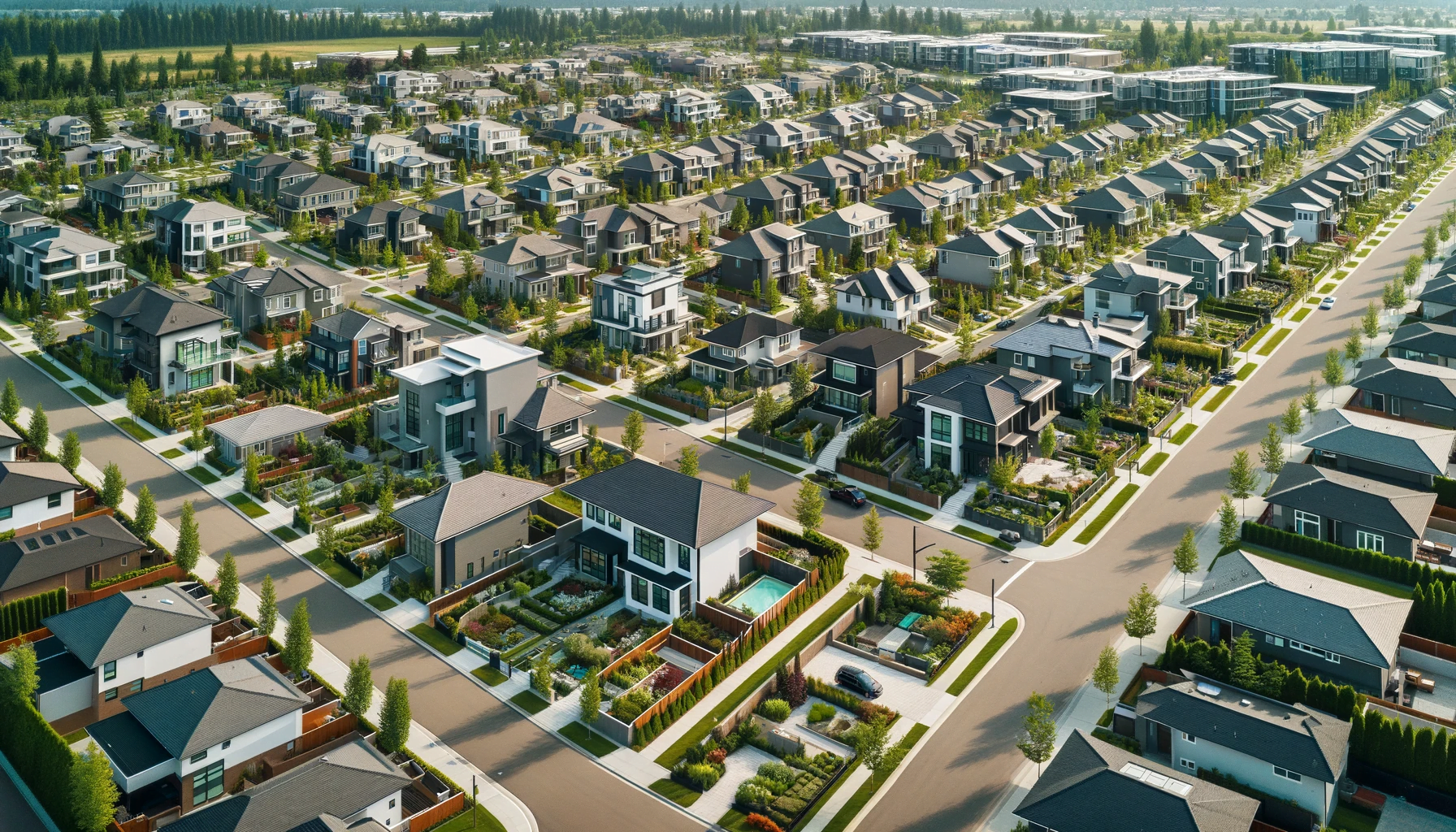 Property Management Business, Aerial view of a modern, well-organized neighborhood