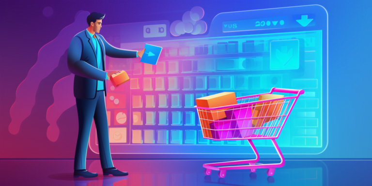 Person taking products out of shopping cart and putting them online for retail arbitrage.