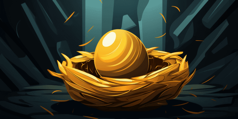 Image of a golden egg in a nest representing the wealth that can be obtained from a side hustle business.